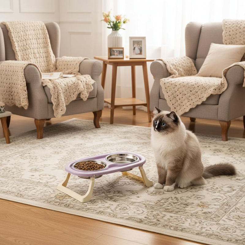 gamelle surélevée chat violet