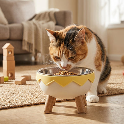 Gamelle surélevée chat MonChatGamox jaune
