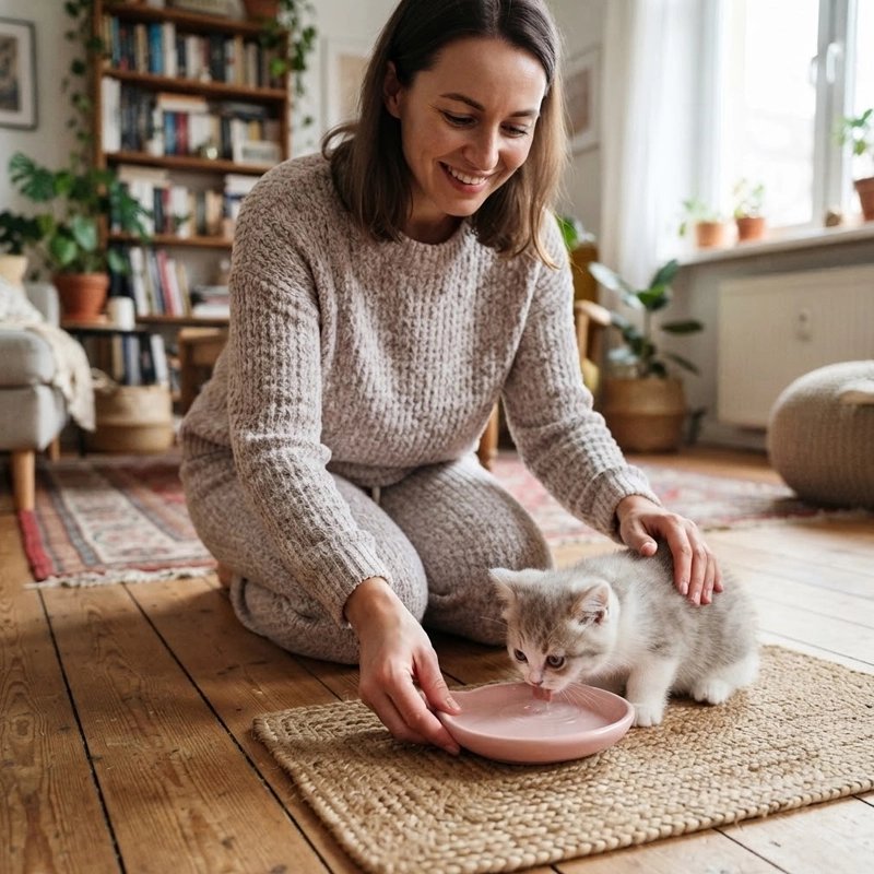 Gamelles chaton MonChatBouille forme tête de chat moment complice rose