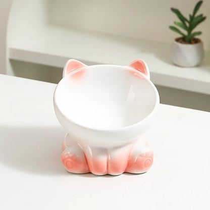 Gamelles surélevées chat MonChatZen blanc rose