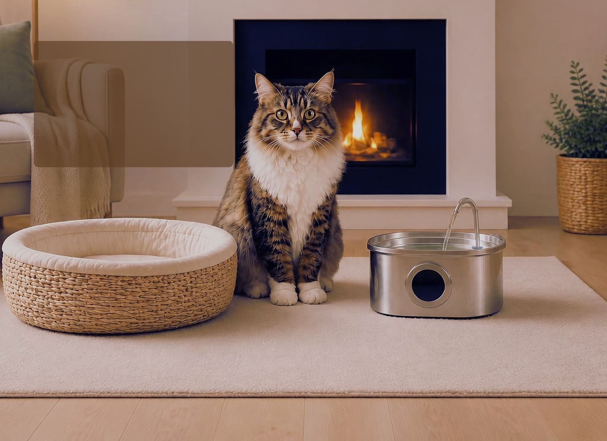 MonChatMonTout salon panier chat et fontaine a eau chat