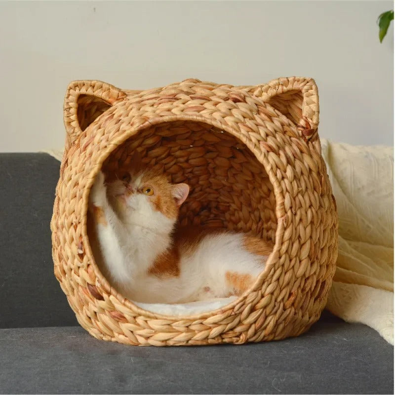 Panier chat boule osier MonCoindePaix aéré