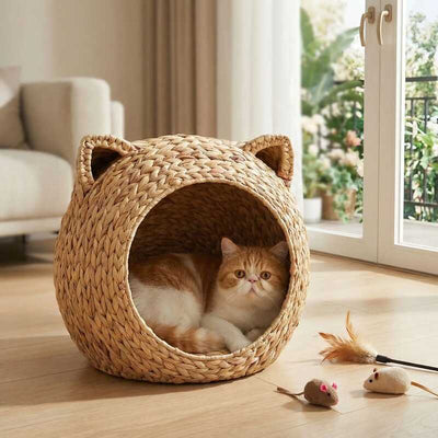 Panier chat boule osier MonCoindePaix bien-être