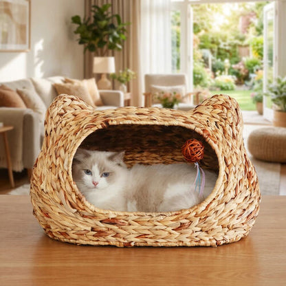 Panier chat design osier MonChatCavEille anxiété
