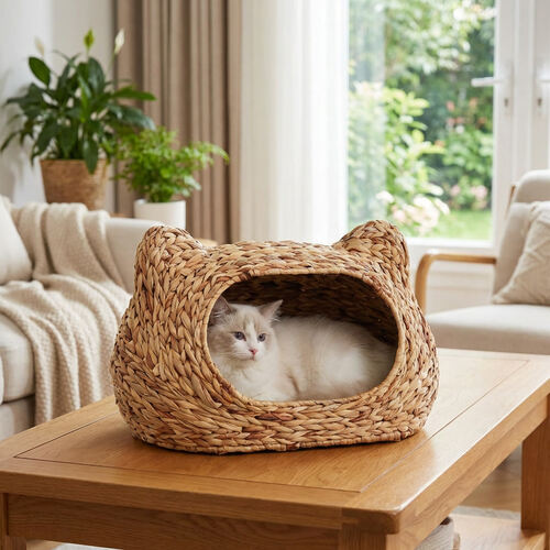 Panier chat design osier MonChatCavEille décoratif