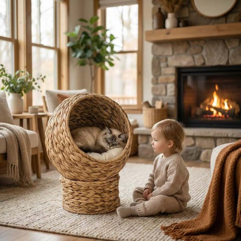 Panier chat osier MonChatOsierDoux tranquille