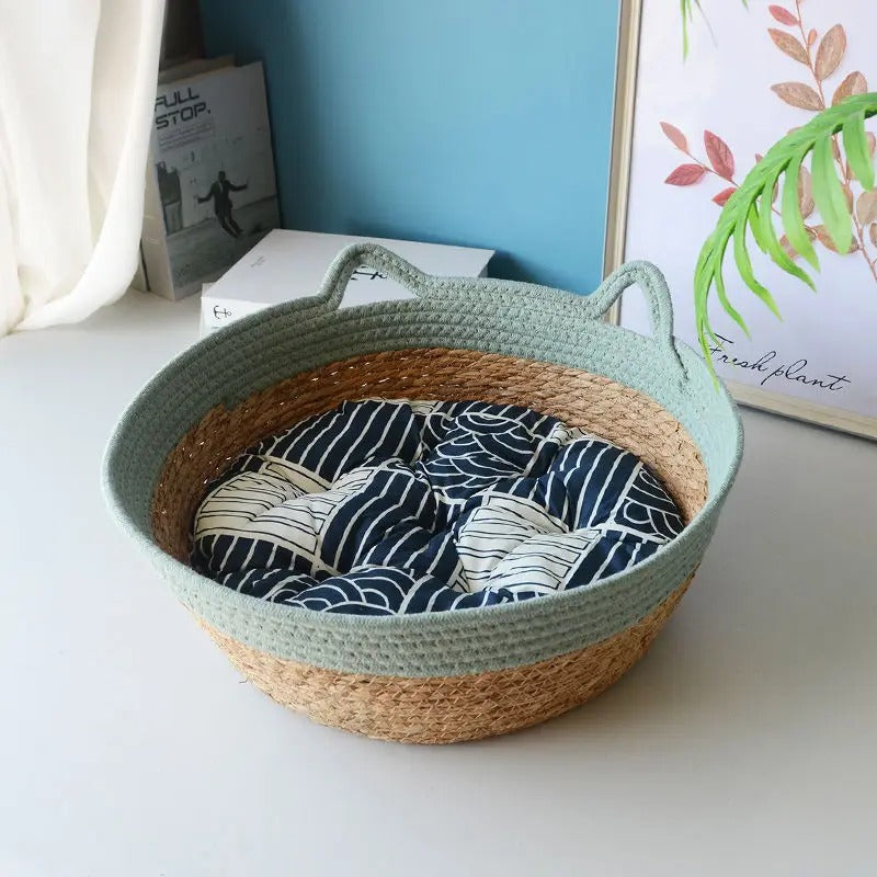 Panier chat osier MonChatPanOsier avec motifs