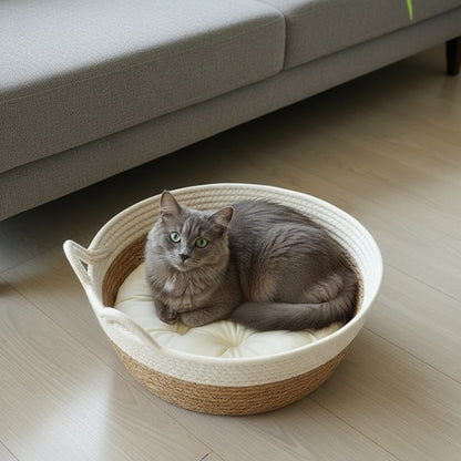 Panier chat osier MonChatPanOsier blanc