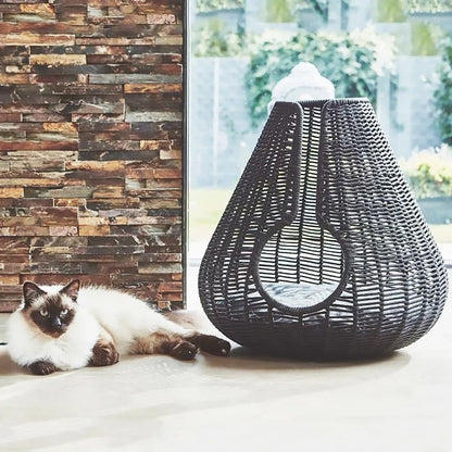 Panier chat osier design MonOsierStylé noir