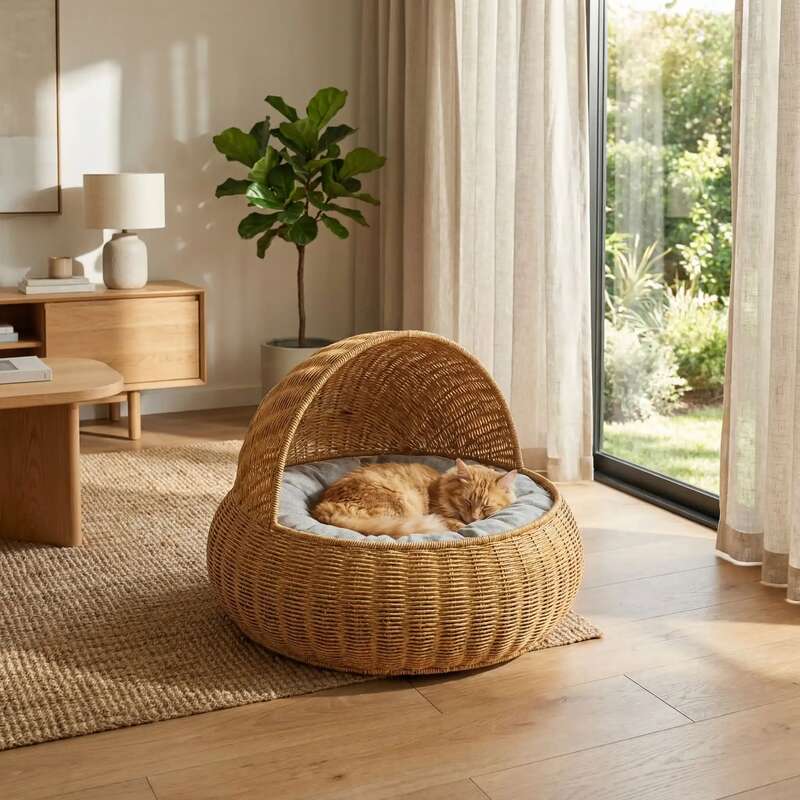 Panier chat osier rond moncaveronde cocon protecteur