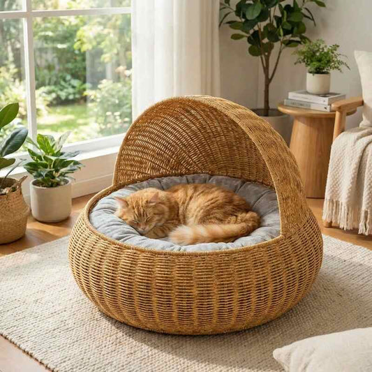 Panier chat osier rond moncaveronde grande sieste