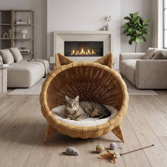 Panier chat osier sur pied MonParadisSurPied belle déco