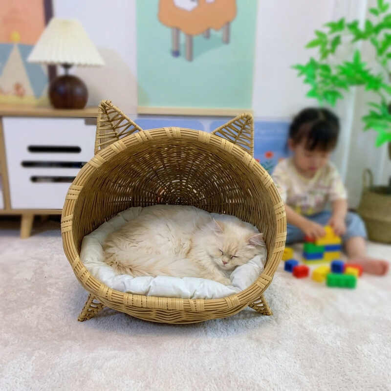 Panier chat osier sur pied MonParadisSurPied rehausse harmonie