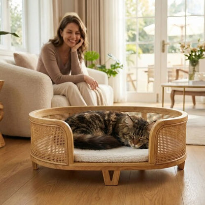 Panier chat rotin MonRotinPachat L confort toute saison