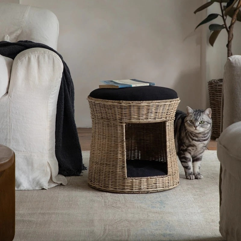 Panier chat rotin | MonTourRotinConfo™