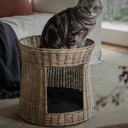 Panier chat rotin | MonTourRotinConfo™