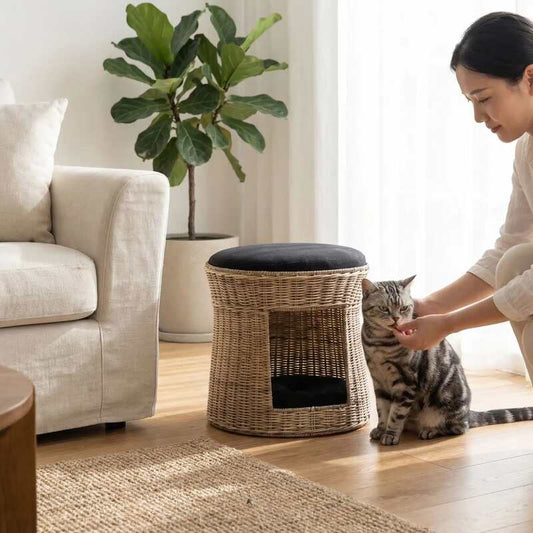 Panier chat rotin | MonTourRotinConfo™