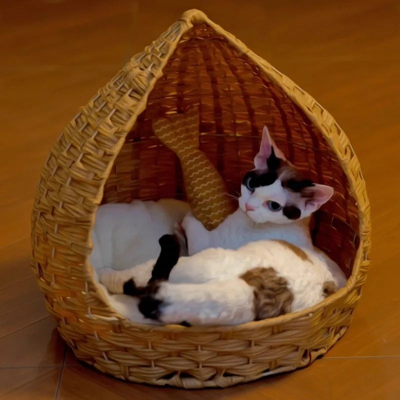 Panier chat rotin monrotingoutteau apaisement