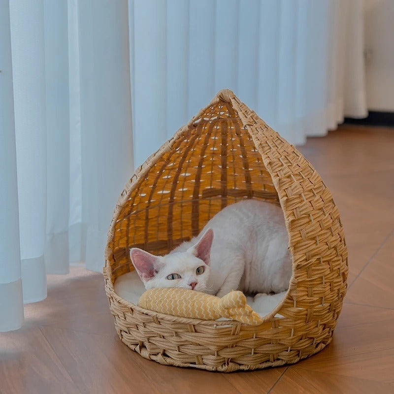 Panier chat rotin monrotingoutteau confortable