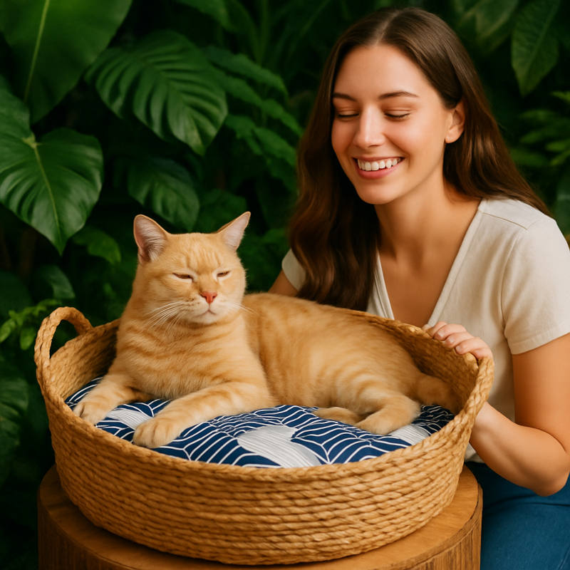 Panier en osier chat natureMonChatSimpleRotin