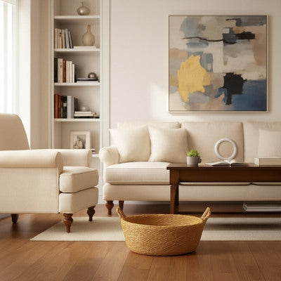 Panier en osier chat MonChatSimpleRotin panier vide salon