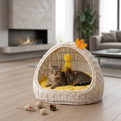 Panier en osier pour chat MonChatDouceur présentation