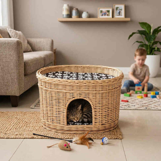 Panier en osier pour chat MonChatNaturDuo couleur naturelle