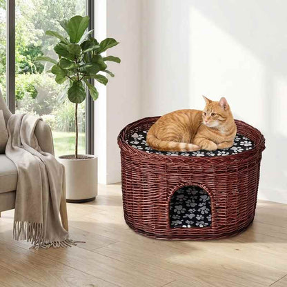 Panier en osier pour chat MonChatNaturDuo observation