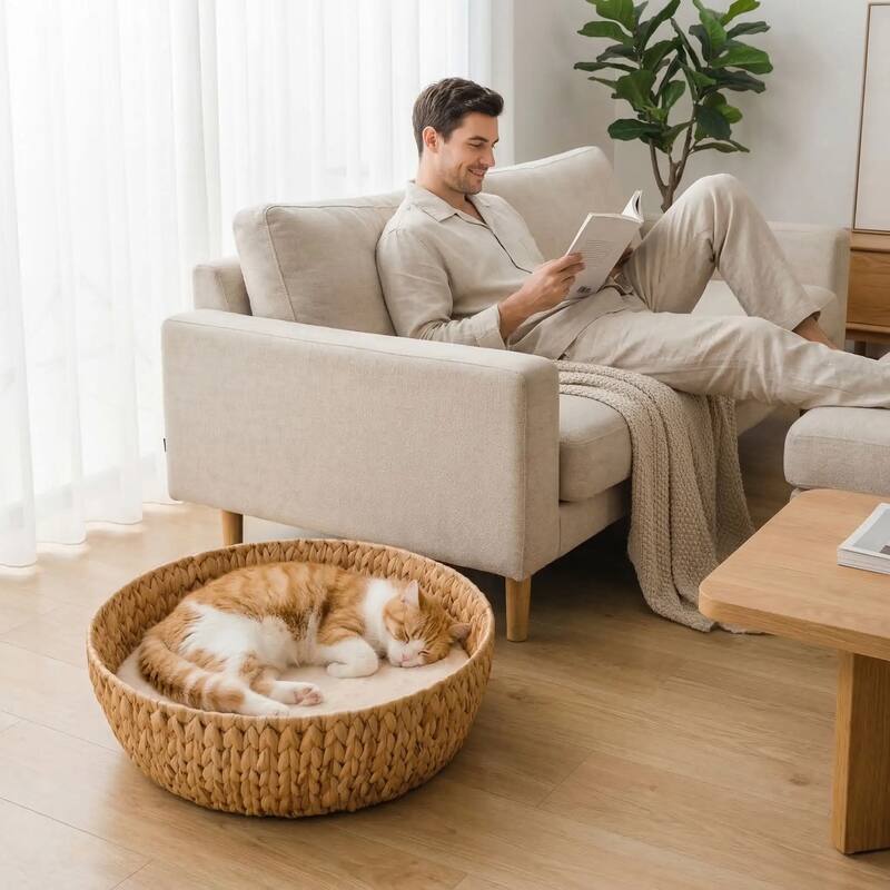 Panier en osier pour chat MonChatOsierRelax confortable