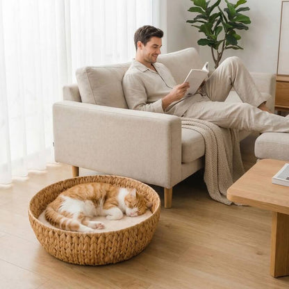 Panier en osier pour chat MonChatOsierRelax confortable