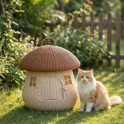Panier en osier pour chat MonChatPignon extérieur