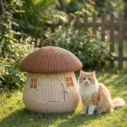 Panier en osier pour chat MonChatPignon extérieur