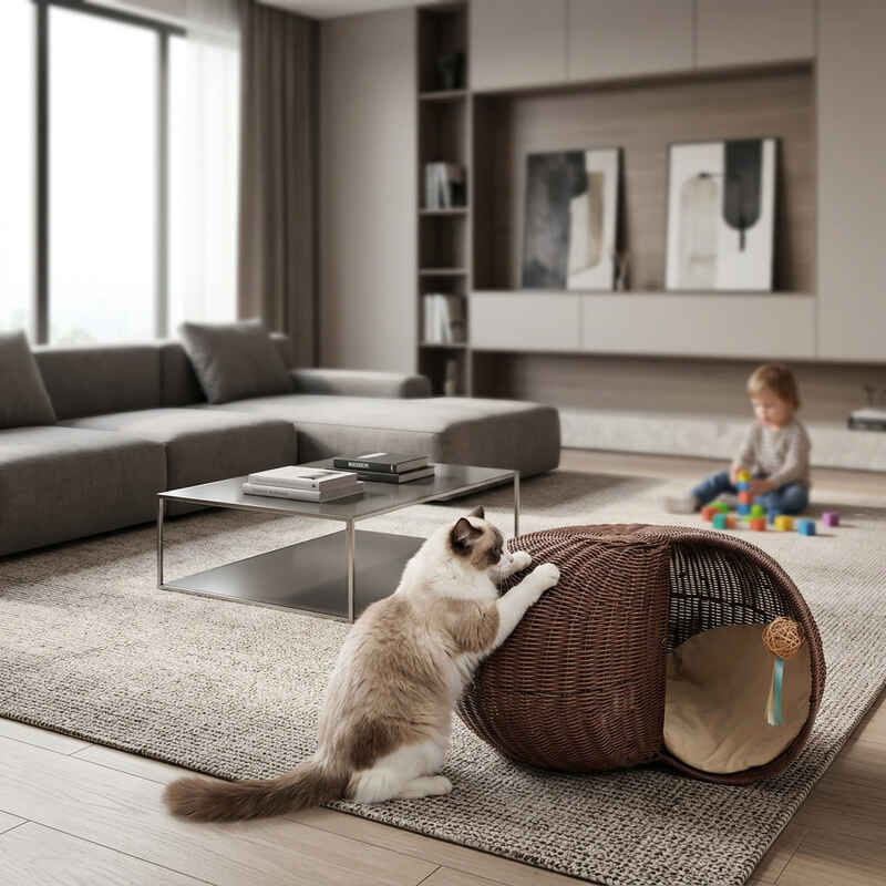 Panier en osier pour chat MonChatProlax robuste usure