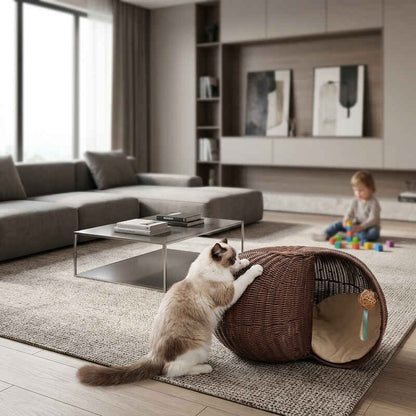 Panier en osier pour chat MonChatProlax robuste usure