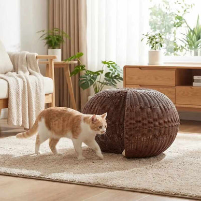 Panier en osier pour chat MonChatProlax tranquille
