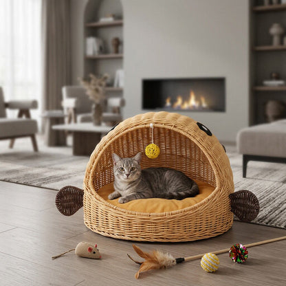 Panier en osier pour chat MonChatRequin objet déco