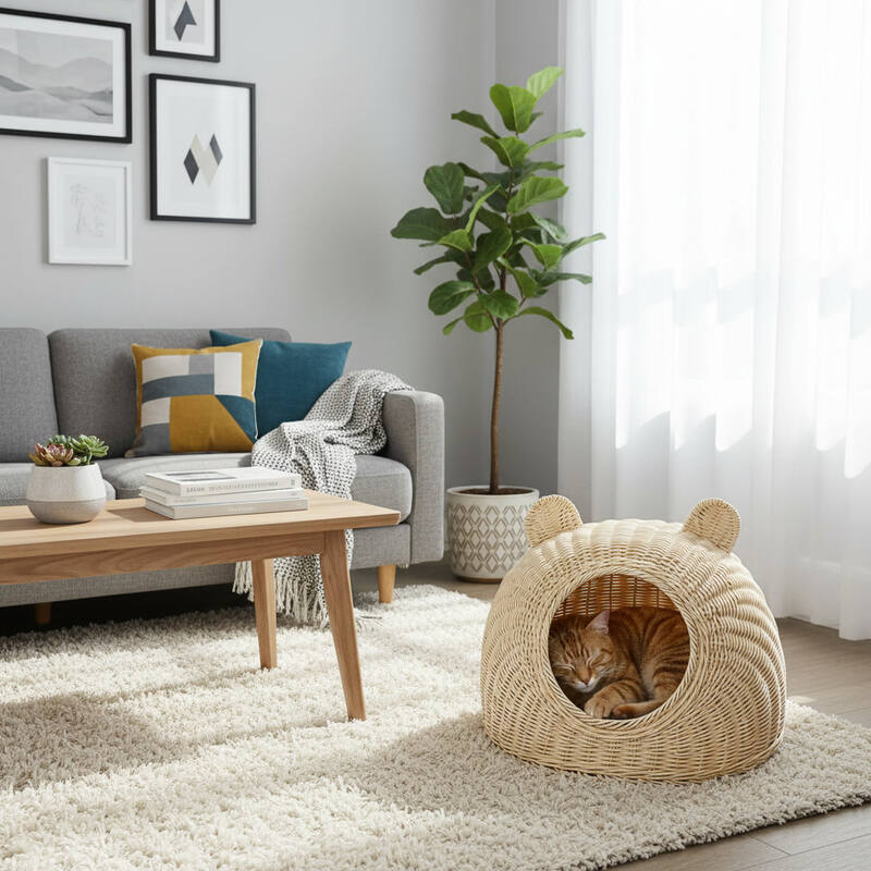 Panier en rotin pour chat MonChatCavin dodo mérité
