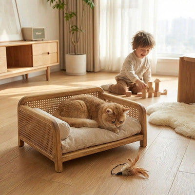 Panier en rotin pour chat mondoolitin lit stylé