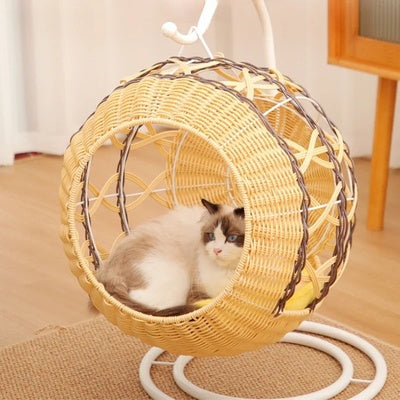 Panier en rotin pour chat ultra résistant esthétique