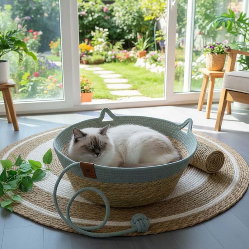 Panier osier chat MonChatConfosier chat gris vert