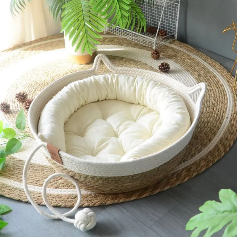 Panier osier chat MonChatConfosier tout blanc