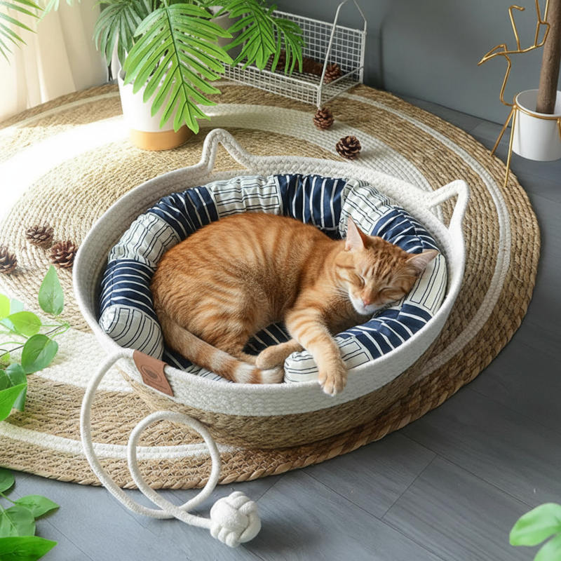 chat Panier osier chat MonChatConfosier tout blanc