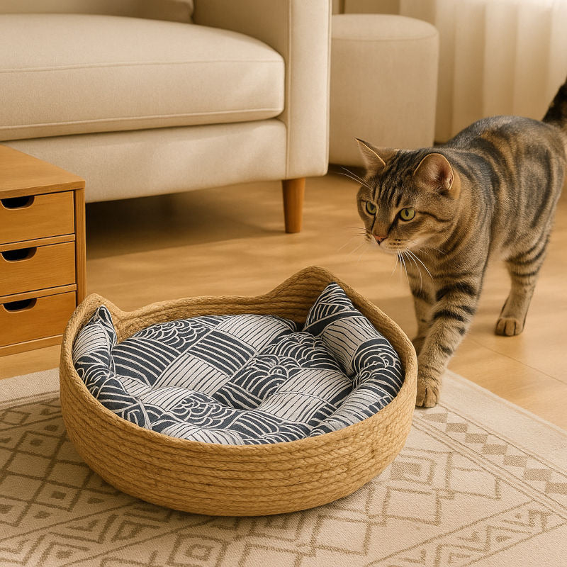 chat va dormir panier chat osier