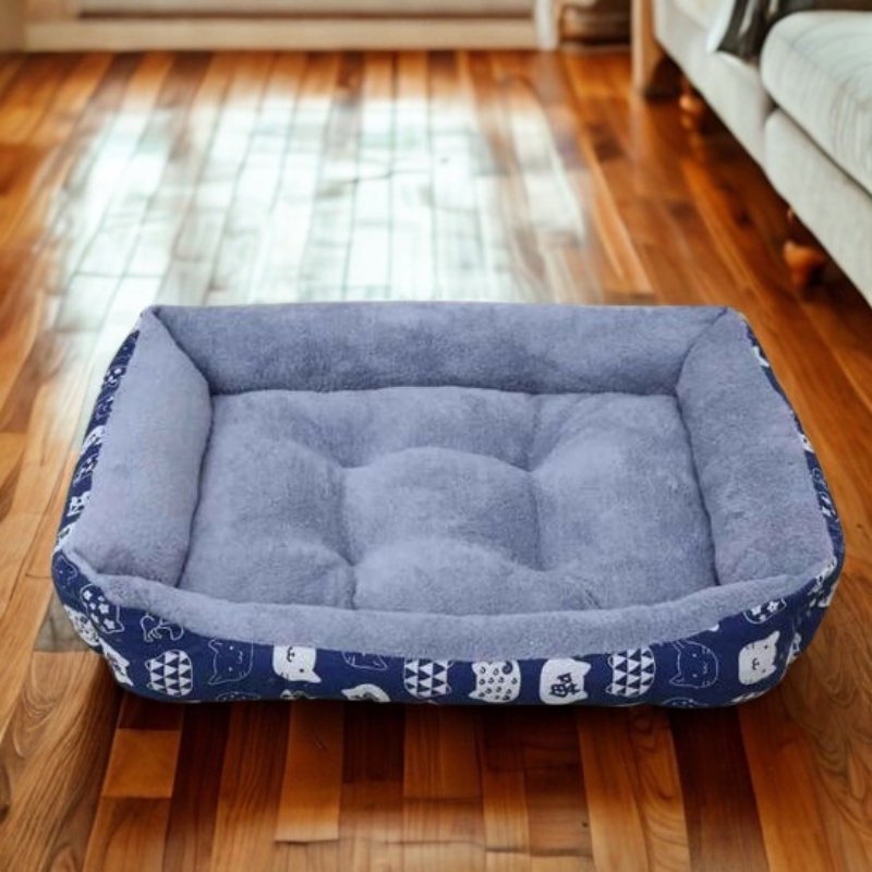 coussin chat bleu gris