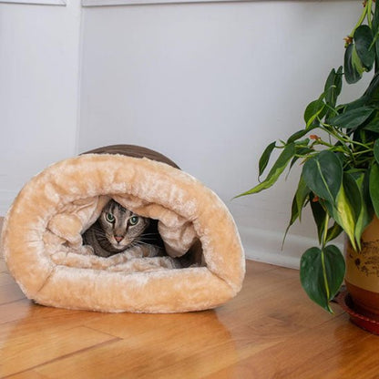 coussin pour chat café avec minou caché