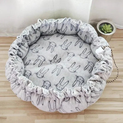 coussin pour chat gris lapins