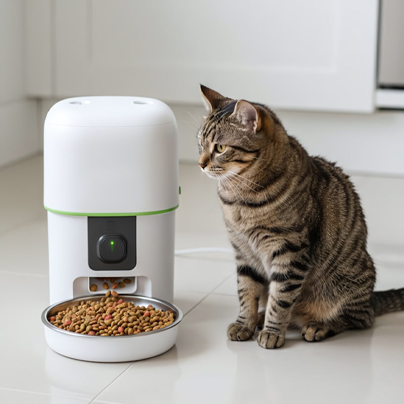 Distributeur croquette chat MonChatAutoDi-wifi et camera blanc 4L