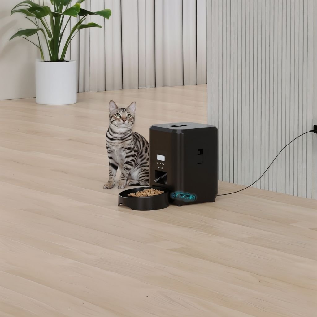 distributeur croquettes chat monchatluxo modèle noir avec wifi sans tél