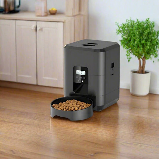 Distributeur croquettes chat noir sans wifi