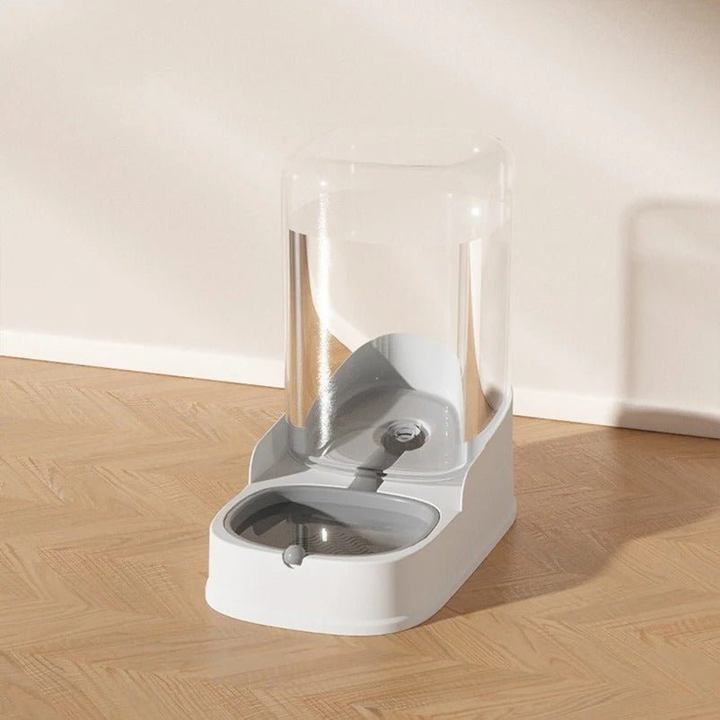 Distributeur croquettes chat eau gris